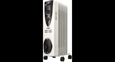 EDM Olieradiator - Kachel Elektrisch - Oliegevulde Radiator - Olieradiator Elektrisch - Thermostaat - Tot 1500W - 7 Kamers - Wit