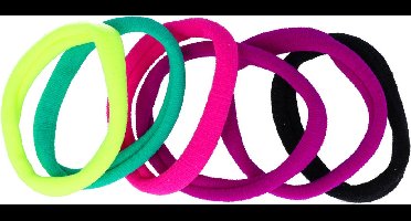 Haarsoires Haarelastieken basic - Endless - Roze groen geel paars – Set van 6 - Eenvoudige Haar Elastieken voor Dagelijks Gebruik