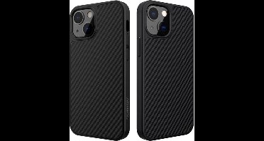 Hoesje Geschikt voor iPhone 12 Pro Max Hoesje Carbon Fiber Patroon - Backcover luxe case – Zwart