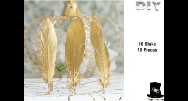 Bob Online ™ - 10 Stuks – Wit en Goud – Doe-het-zelf Veren – Veren – Ganzenveren – Geschilderd Veren – White & Gold DIY Feathers – Doe-het-zelf kerstversiering, ambachtelijke kleding, verjaardag, bruiloft enz. – Metallic Gold Feathers