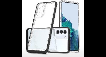 Bumper case Hoesje Geschikt Voor Samsung Galaxy S22 Plus hoesje shockproof - Zwart / Transparant