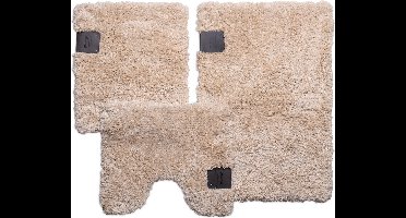 Wicotex - Badmat set - Badmat - Toiletmat - Bidetmat Pure Beige - Antislip onderkant - WC mat met uitsparing