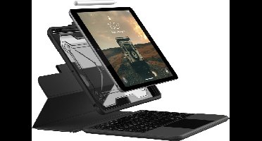 Apple iPad 9 10.2 (2021) Hoes - UAG - Rugged Bluetooth Keyboard Serie - Hard Kunststof Bookcase - Black/Ash - Hoes Geschikt Voor Apple iPad 9 10.2 (2021)