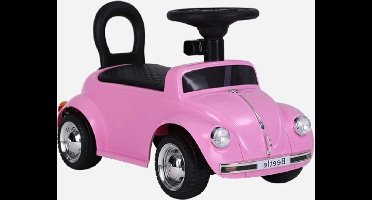 Volkswagen Beetle roze, loopauto met multimedia unit USB en MP3