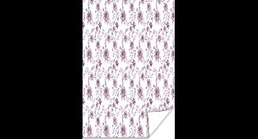 Poster Bloemen - Paars - Patroon - 20x30 cm