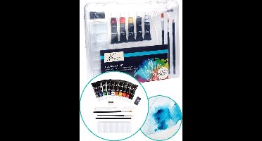 Aquarel verf starterset 18-delig - Hobbymateriaal/knutselmateriaal - Aquarellen schilder benodigdheden - Creatief speelgoed