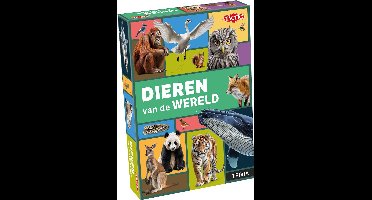 Tactic Dieren van de Wereld – Educatief spel – Leer de wilde dieren kennen – 200 Kaarten – 6 Speelborden met werelddelen