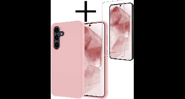 Hoesje - Met Screenprotector - Geschikt voor Samsung Galaxy A56 - Sterk & Shockproof - Back Cover - Siliconen Case - Telefoon Hoes - Lichtroze