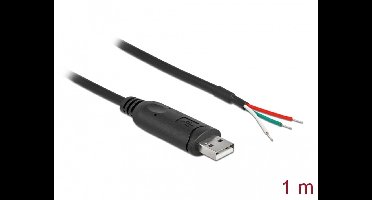 Adapterkabel USB 2.0 Type-A naar seriële RS-232 met 3 open draden 1 m