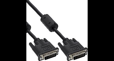 InLine® DVI-D kabel, digitaal 24+1 male / male, dual link, 2 ferrieten, 5m