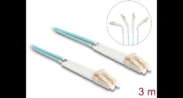 Delock Optical Fiber Cable LC Duplex to LC Duplex Multi-mode OM3 angled 3 m