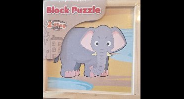Houten blokpuzzel jungle 9 delig