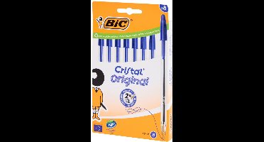 BIC Cristal Original Balpen - Blauw - Doos van 8 - Medium Punt 1.0 mm