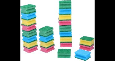 Dirt Devil Schuursponsjes - 96x stuks - gekleurd - huishoud/schoonmaak/afwas - sponzen