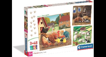Clementoni - Puzzel - 3x48 Stukjes - Boederij Momenten - Kinderpuzzel - Vanaf 5 Jaar