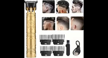 Professionele Draadloze T-blade Tondeuse Trimmer -Klassieke Baardtrimmer - Tondeuse Mannen Hoofdhaar - Cheveux Haar - Haartrimmer - Kapper Haar Machine - Haartondeuse - Barber Hair Clipper - Kappersset Goudkleurig