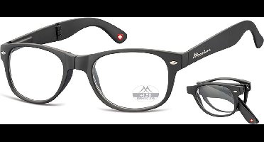 Montana Opvouwbare Leesbril Matzwart Vierkant MFR61 Sterkte +2.50