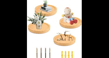 Goodivery ® Stijlvolle Houten Ronde Wandplanken Set van Vier voor Decoratieve Doeleinden