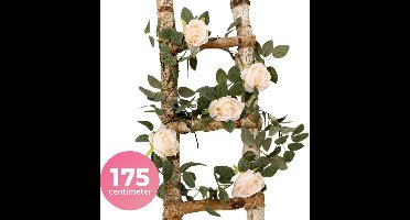 Luxe Bloemenslinger Rozen - Fiets en Interieur - Rozen Perzik - Stijlvolle Bloemenstreng voor Fietsmand of Stuur - 175 CM Bloemen - Plastic Kunstbloemen Fiets Slinger