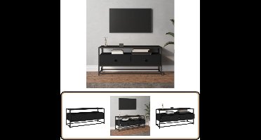 vidaXL Tv-meubel - 100x35x45 cm - Bewerkt hout - Zwart Tv Meubel - Kast Met Laden - Zwarte Tv Stand - Houten Tv Meubelen - Industrieel Tv Meubel