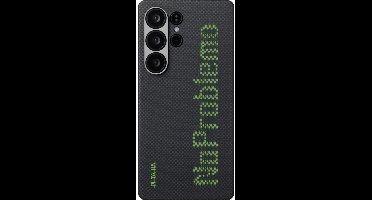 Pitaka x Aries NoProblemo Tactile Woven Case | Hoesje Geschikt voor Samsung Galaxy S25 Ultra | Compatibel met MagSafe / Qi2 | Glow In The Dark | Aramidevezels | Back Cover Ultra Dun | Zwart
