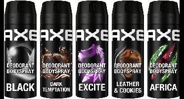 AXE - Deodorant Bodyspray Mixset - 5 x 150 ml - Voordeelverpakking