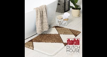 Dutch House Badmat Nice - Badmat 60X90cm - Bruin - Antislip - Badmatten - Anti Slip Douchemat - Badkamer Mat - Snel Absorberend - Snel Drogende Badmat
