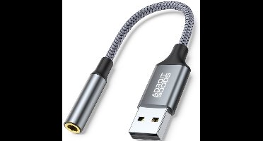 AdroitGoods Premium USB A Naar 3.5mm Aux Audio Jack Adapter - Adapters Stereo Geluidskaart - USB-Kabels Audiokabel - Connector Grijs