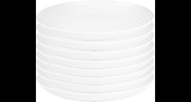 PlasticForte Rond bord/camping bord - 8x - D25 cm - Ivoor wit - kunststof