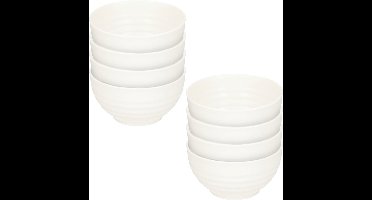 Plasticforte Kommetjes/schaaltjes - 8x - dessert/ontbijt - kunststof - D13 cm - Ivoor wit