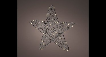 Metalen 3D kerstster zwart op batterij met 30 micro LED lampjes - 38CM