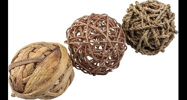 Duvoplus - Speelgoed Voor Dieren - Knaagdier - Trio Natuurlijke Speelballen 3st - 10cm Gemengde Kleuren - 3st