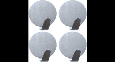 Tatkraft BAND - Zelfklevende Ophanghaak Set Silver - Handdoekhaakjes Zelfklevend - Wand Ophang Haak Kapstok Muurhaak - Deurhaak Zelfklevend - Extra Sterk Tot 5 KG - Set Van 4 Stuks