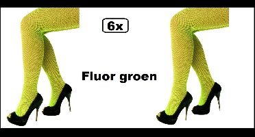 6x Netpanty fluor-neon groen - Festival themafeest dans feest party verjaardag optocht