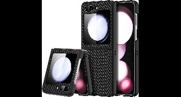 Hoesje Geschikt Voor Samsung Galaxy Z Flip 5 hoesje Carbon Fiber Slim Protective Cover zwart - Hoesje Hoesje Geschikt Voor Samsung Galaxy Z Flip 5 Silicone hoesje