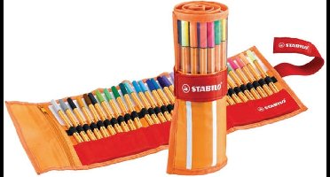 STABILO point 88 - Fineliner 0,4 mm - Rollerset - 30 stuks Etui - Met 25 standaard + 5 Neon Kleuren