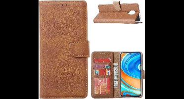 LuxeBass Hoesje geschikt voor Xiaomi Redmi Note 9 Pro / 9S - Bookcase Bruin - portmonnee hoesje - telefoonhoes - gsm hoes - telefoonhoesjes