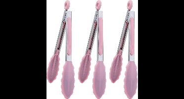 Mini Serveertang Siliconen Keukentang 7" Roze Pack van 3