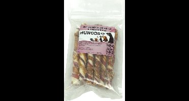 Hundos Kauwbot buffelhuid rollstick wit met kip/bacon 13 cm 8 pcs