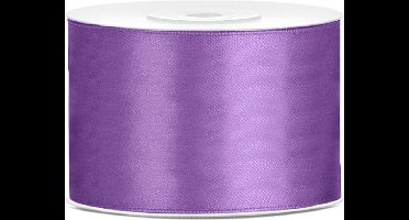 Partydeco Cadeaulint - paars - 5 cm x 25 meter - satijn - sierlint - inpakken - decoratie