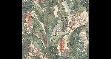 PALMBLADEREN BEHANG | Junglestijl - Beige Groen Roze Rood - Living Walls Drawn Into Nature