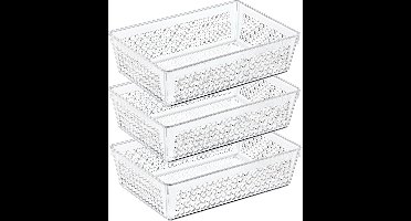 Storage Solutions Organizer/opbergmandje - 3x - kunststof - transparant - 2.3L - 23 x 15 x 6 cm