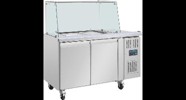 Polar U-Serie Tweedeurs Saladette met Vierkant Kuchscherm - Polar UA017 - Horeca & Professioneel