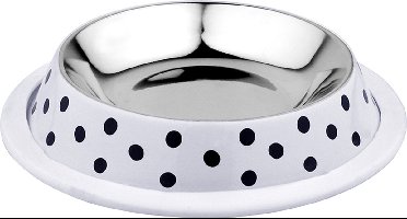 Duvoplus - Drinkbak - Hond - Eetkom Deco Fix Dots 1000ml - L - 25,8x25,8x5,1cm Wit - 1st