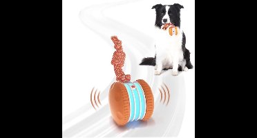 Slimme speelgoedbal - automatisch hondenspeelgoed - duurzame, interactieve bal voor puppy's - kleine en middelgrote honden - met touw, bewegingsgeactiveerd spel - oranje