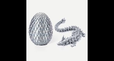 Een verrassend drakenei met een babydraakje erin, een mysterieus drakenei, een 3D-geprint drakenei, een flexibele kristallen draak. Speelgoed (zilver) - Woondecoratie