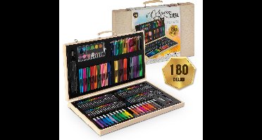Tekendoos voor Kinderen 180pcs - Kleurkoffer - Kleuren & Tekenen - Geschikt voor Kinderen en Volwassenen - Inclusief Stiften, Kleurpotloden, Verf, en meer