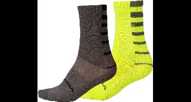 Endura Coolmax® Stripe Socks (twin Pack) Bright Yellow - S