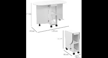 Opvouwbare Eettafel – Uitschuifbare Tafel – Compacte Tafel – Ruimtebesparende Tafel – Wieltjes Met Rem – Melamine Afwerking