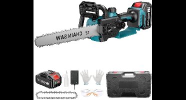Elektrische Kettingzaag - Snoeizaag - Kettingzaag Accu - Handzaag - 12 Inch - Borstelloze - voor Houtzagen - Snoeien - en Tuinonderhoud - 2 Accu
